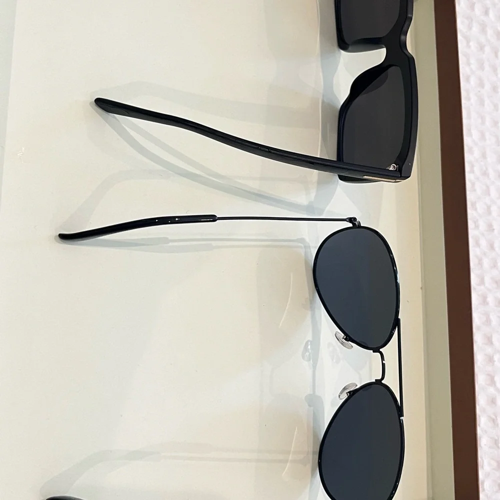 Women Black Aviator and Square Sunglasses Set - Unbranded
